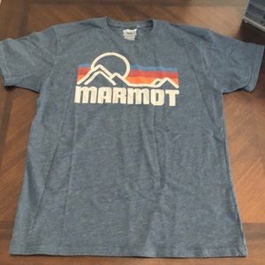 Men’s Large Marmot t shirt, blue, gently used